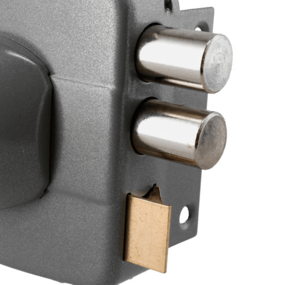 Cerradura Exterior Sobreponer Oister 110 - Gris Para Puertas De Madera3