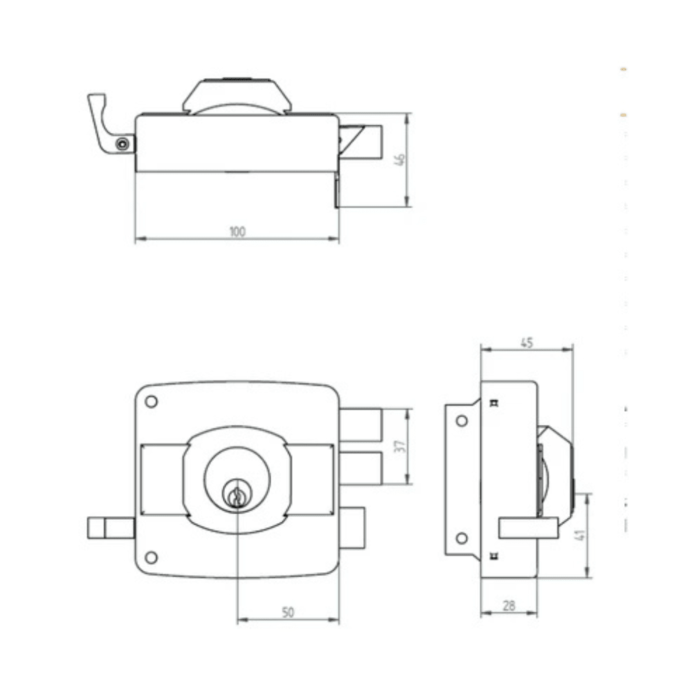 Cerradura Exterior Sobreponer Oister 110 - Gris Para Puertas De Madera5