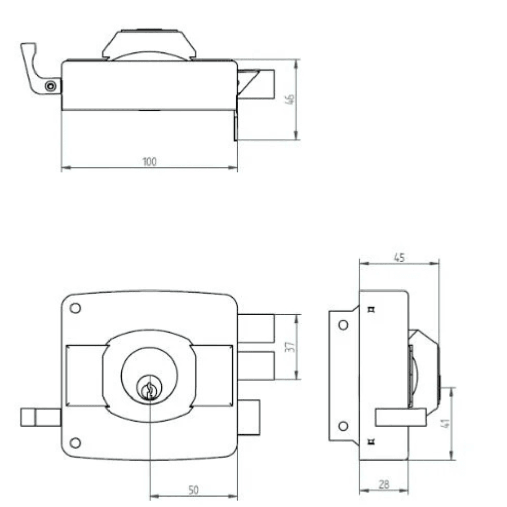Cerradura Exterior Sobreponer Oister 110 - Negra Para Puertas De Madera7