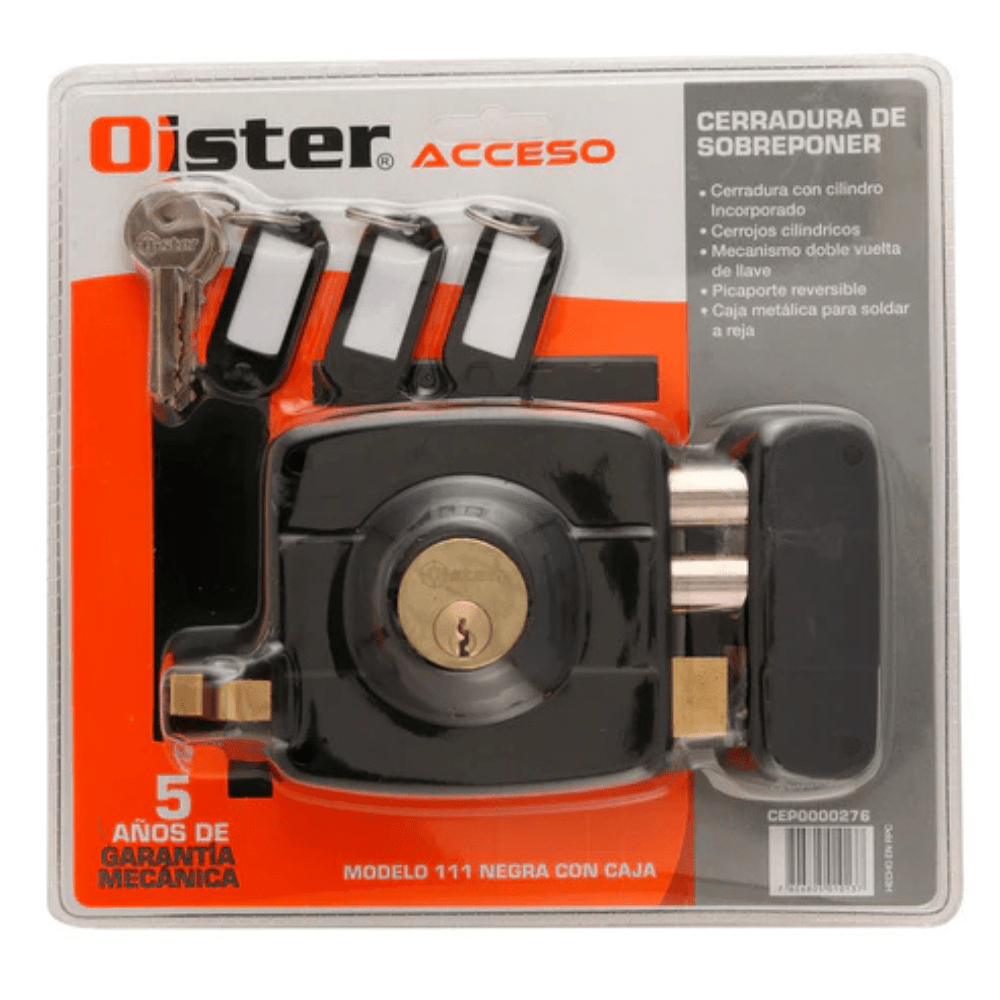 Cerradura Exterior Sobreponer Oister 111 Con Caja Metálica Para Rejas O Puertas Metálicas8