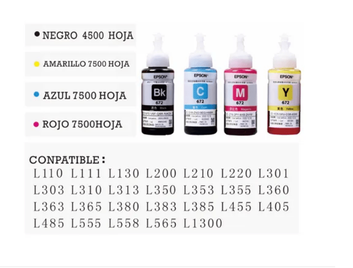 Pack De Tinta Epson Original 672 Black Cyan Yellow Magenta | Tienda Taino