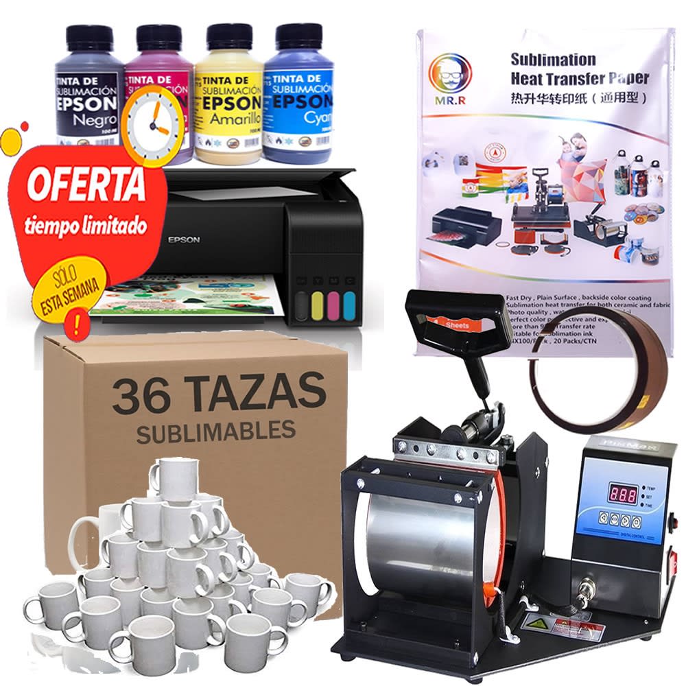 Combo De Sublimación 6 En 1 Impresora Plancha Tazas Papel | Tienda Taino