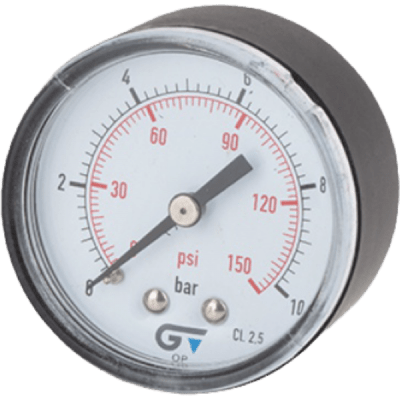 Manómetro Radial de Ø53 Caja ABS, Rosca 1/4 M Gas. Salida Posterior1