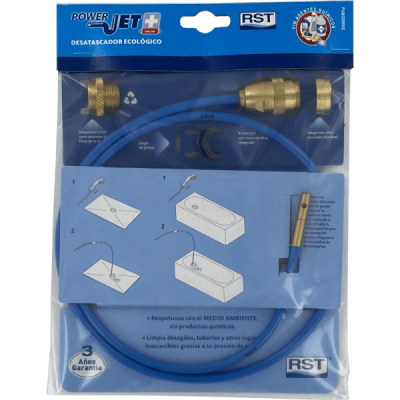 Destapador de Desagües Power Jett Plus Con Manguera Semi Flexible y Adaptadores M22, M24 y 1/21