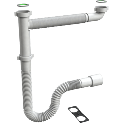 Trampa Para Descarga de Lavaplatos, Conectores Flexibles Para Dos Tazas.1