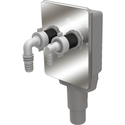 Trampa Para Dos Descarga Con Tapa de Ac. Inox. Hilo 1 HE o Unión Manguera de Ø18/24 mm y Ø12 mm1