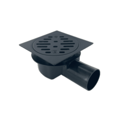 Pileta de Ac. Inox Para Receptáculos en Obra Con Trampa de PVC Salida Ø40 mm, 10 x 10 cm. Rejilla Cuadrada Con Pernos4