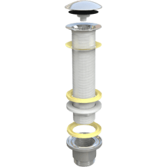 Desagüe Extra Largo Para Vanitorio Sobre Cubierta Tapón Cromado Con Sistema Pop Up