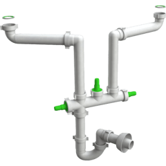 Trampa Para Descarga de Lavaplatos, Dos Taza. Dos Conexiones Lavadora/Lavavajillas