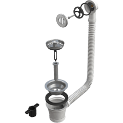 Desagüe con Plato de Ø70 Para Lavaplatos, Con Perforación de Ø55 Salida de 1 1/2