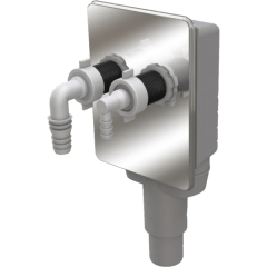 Trampa Para Dos Descarga Con Tapa de Ac. Inox. Hilo 1 HE o Unión Manguera de Ø18/24 mm y Ø12 mm