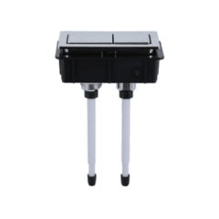 Botón Rectangular Cromado de 2 Etapas Para Estanque Con Perforación en Tapa