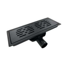 Pileta de Ac. Inox Para Receptáculos en Obra Con Trampa de PVC Salida Ø40 mm, 12 x 30 cm. Rejilla Rectangular Con Pernos
