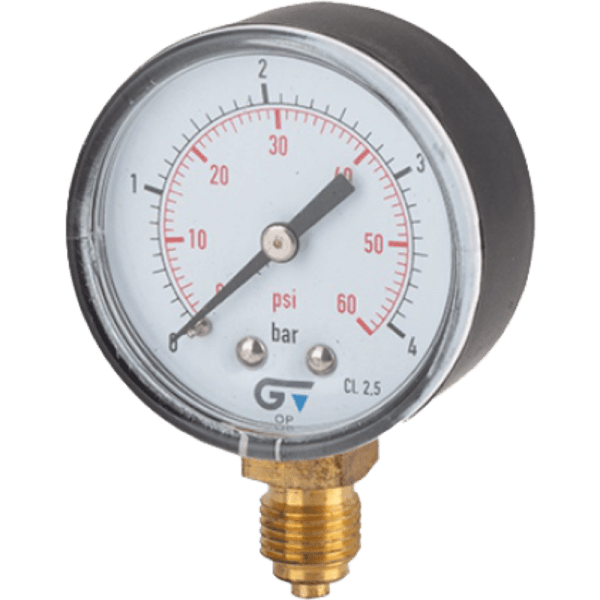 Manómetro Radial de Ø53 Caja ABS, Rosca 1/4 M Gas. Salida Inferior3