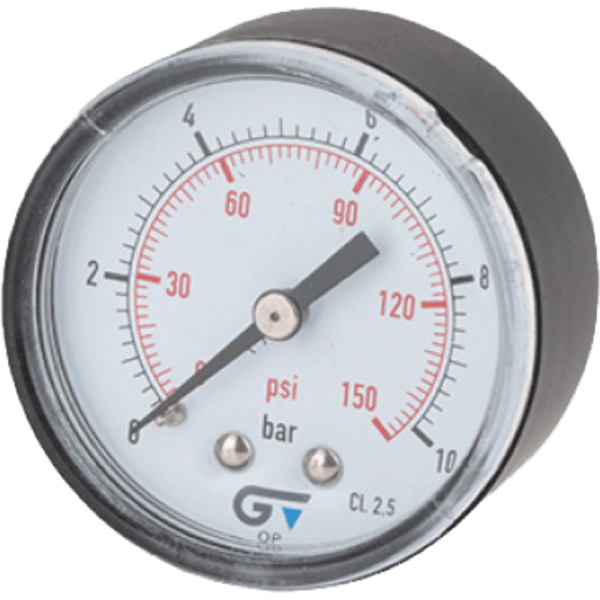 Manómetro Radial de Ø53 Caja ABS, Rosca 1/4 M Gas. Salida Posterior 0