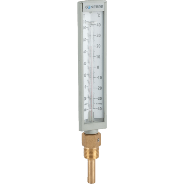 Termómetro Bimetálico de Capilla 165 mm, Vaina de Latón de 50 mm2
