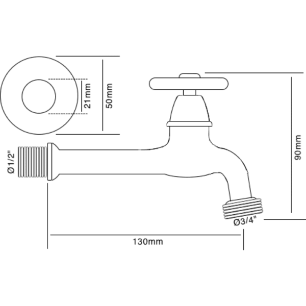 Llave Para Lavadero Cromada Entrada de Rosca 1/2 HE1