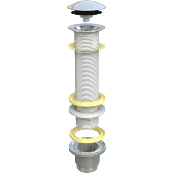 Desagüe Extra Largo Para Vanitorio Sobre Cubierta Tapón Cromado Con Sistema Pop Up 0