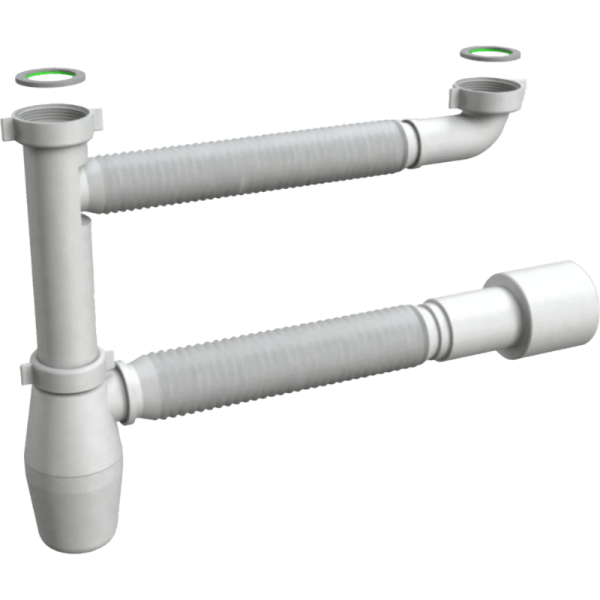Sifón de Lavaplatos Con Conectores Flexibles, Tuerca de 1 1/2 y Salida Para Ø40/50 mm1
