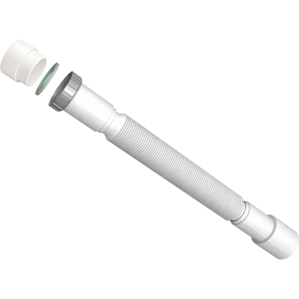 Sifón Corrugado Extensible de 35 a 87 cm, Plástico PP Color Blanco 0
