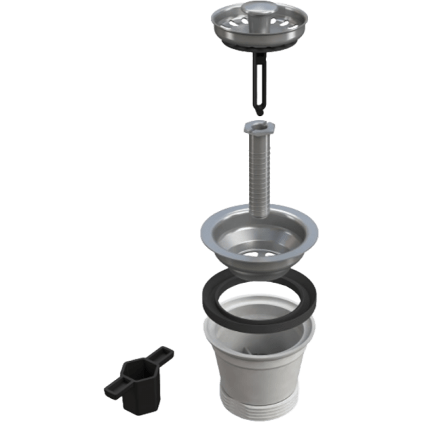 Desagüe con Plato de Ø70 Para Lavaplatos, Con Perforación de Ø55 Salida de 1 1/25