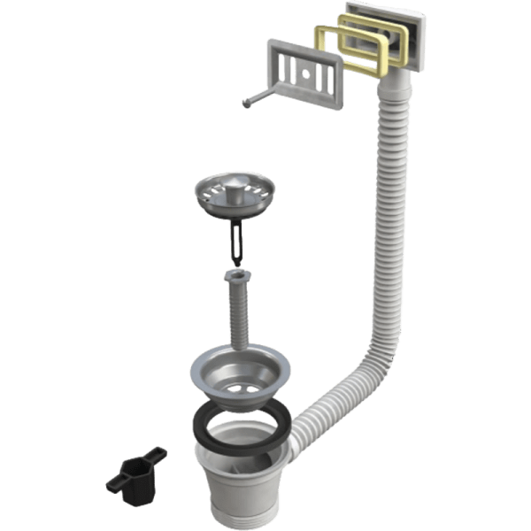 Desagüe con Plato de Ø70 Para Lavaplatos, Con Perforación de Ø55 Salida de 1 1/21