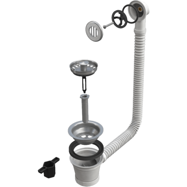 Desagüe con Plato de Ø70 Para Lavaplatos, Con Perforación de Ø55 Salida de 1 1/2 2