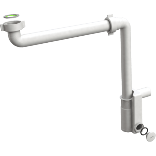 Sifón Mural Ahorro de Espacio Para Lavatorio/Urinario. Salida de Ø32 mm Con Tapón de Registro 0