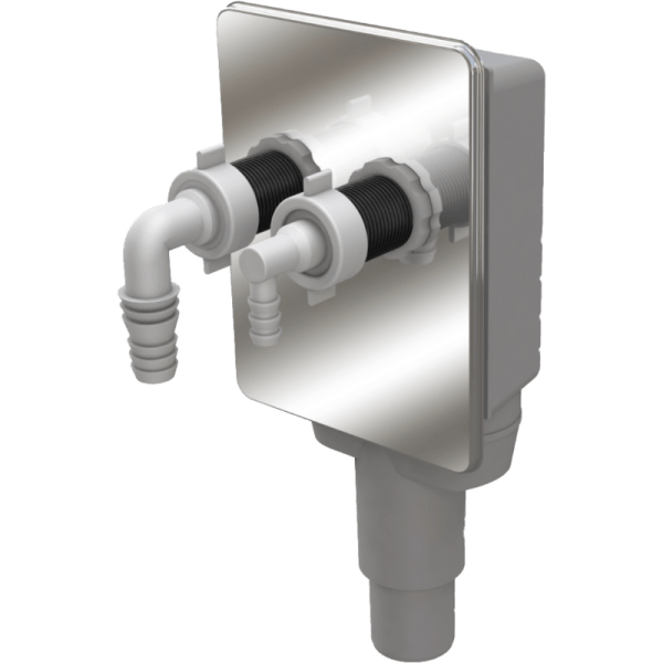 Trampa Para Dos Descarga Con Tapa de Ac. Inox. Hilo 1 HE o Unión Manguera de Ø18/24 mm y Ø12 mm 0