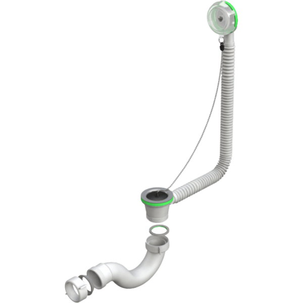 Desagüe Para Tina Plástico PP Blanco, 45 cm de Largo, Salida Ø40 mm o Ø50 mm 0