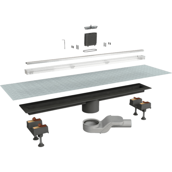 Canaletas Sumidero Para Ducha en Obra Plástico ABS de 95 cm Grilla de 90 cm Reversible 0