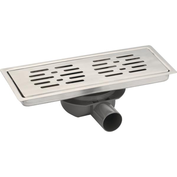 Pileta de Ac. Inox Para Receptáculos en Obra Con Trampa de PVC Salida Ø40 mm, 12 x 30 cm. Rejilla Rectangular Con Pernos7