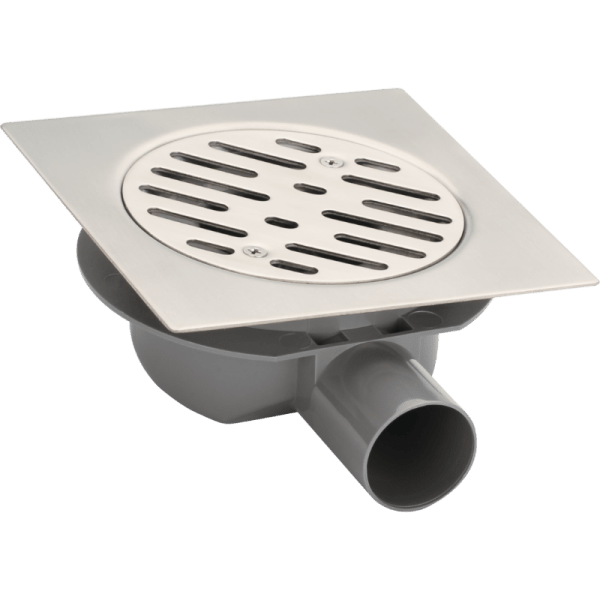 Pileta de Ac. Inox Para Receptáculos en Obra Con Trampa de PVC Salida Ø40 mm, 15 x 15 cm. Rejilla Cuadrada Con Pernos5