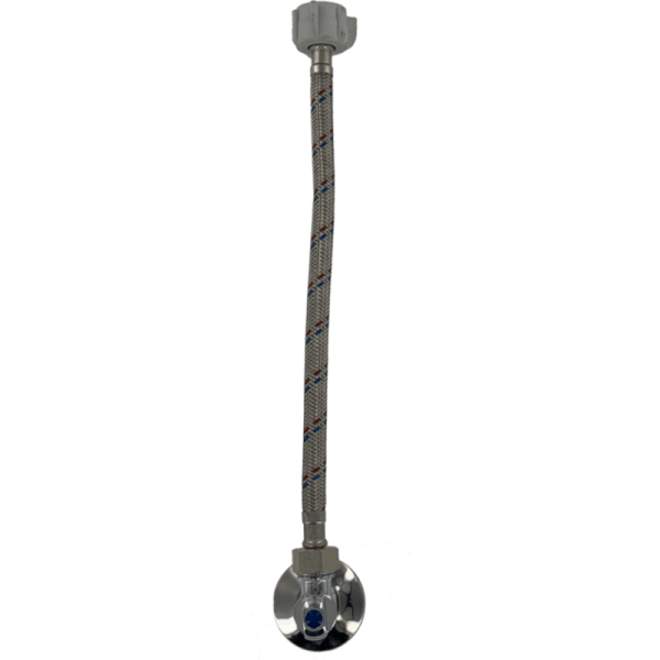 Kit Flexible Con Llave Angular Para WC de 30 cm, Tuerca de 7/8 Plástica 0