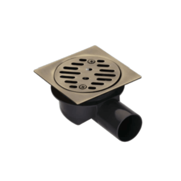 Pileta de Ac. Inox Para Receptáculos en Obra Con Trampa de PVC Salida Ø40 mm, 10 x 10 cm. Rejilla Cuadrada Con Pernos1