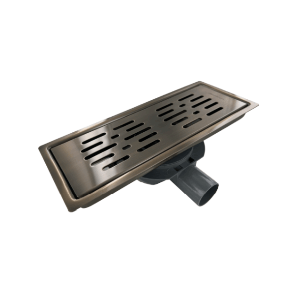 Pileta de Ac. Inox Para Receptáculos en Obra Con Trampa de PVC Salida Ø40 mm, 12 x 30 cm. Rejilla Rectangular Con Pernos1