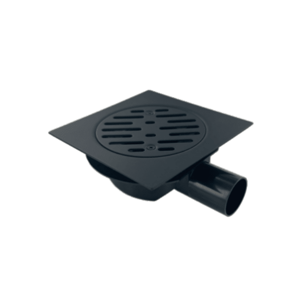 Pileta de Ac. Inox Para Receptáculos en Obra Con Trampa de PVC Salida Ø40 mm, 15 x 15 cm. Rejilla Cuadrada Con Pernos 3