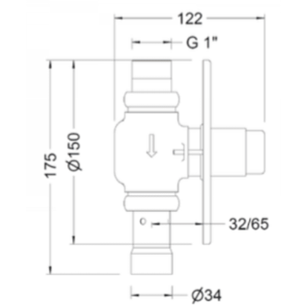 Válvula De Descarga Para Fluxómetro Empotrada Con Pulsador Frontal2