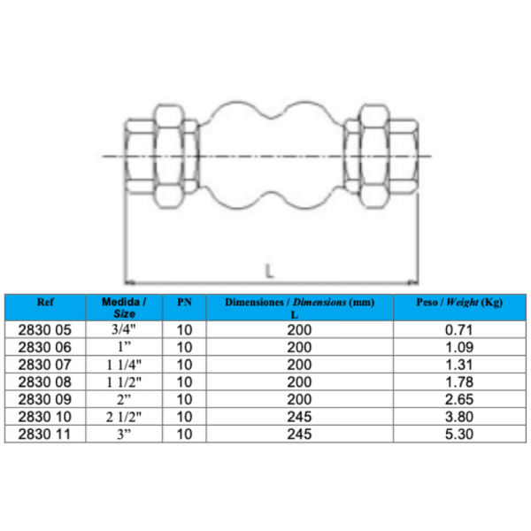 Manguito Antivibratorio Elástico Doble Onda8