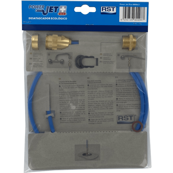 Destapador de Desagües Power Jett Plus Con Manguera Semi Flexible y Adaptadores M22, M24 y 1/22