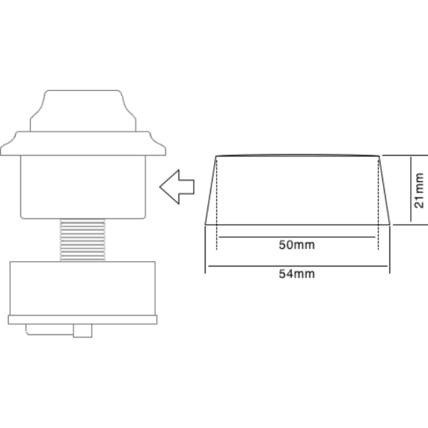 Adaptador Cromado Para Botón de Cadena 9001C, Para Tapas Con Perforación de 16 mm2