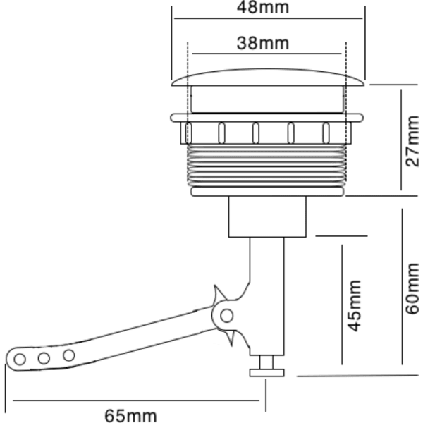 Botón Cromado de 1 Etapa Para Estanque Con Perforación en Tapa Para V. Descarga Estándar Con Flapper5