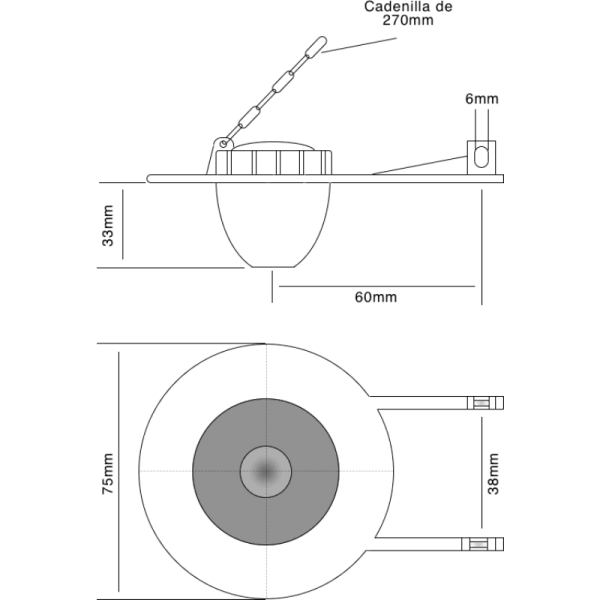 Sopapa en Goma de PVC Resistente al Agua Dura Con Cadenilla de Ac. Inox5