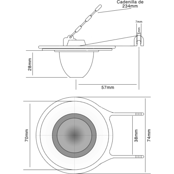 Sopapa de Plástico Rígido Con Sello de Silicona y Cadenilla de Ac. Inox, Resistente al Agua Dura y Cloro2