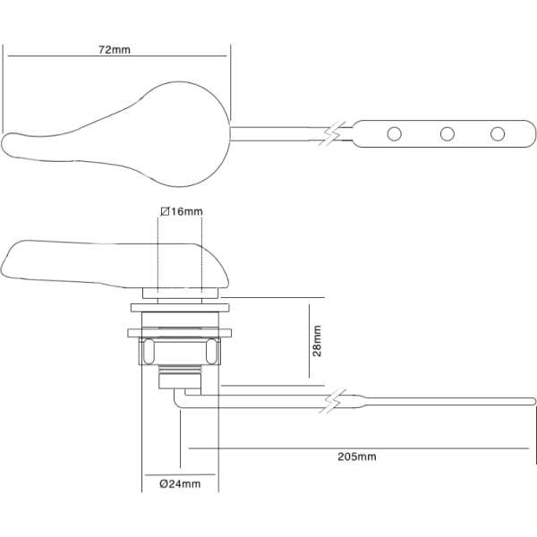 Manilla Para WC de Metal Cromado Con Barra de Bronce2