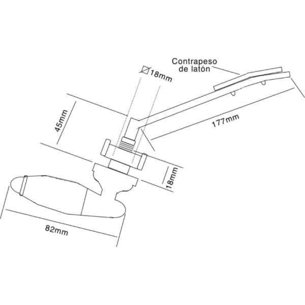 Manilla Para WC de Metal Cromado y Cerámica Con Barra de Plástico, Instalación Frontal2