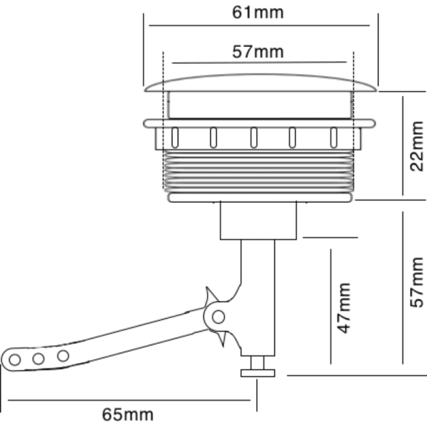 Botón Cromado de 1 Etapa Para Estanque Con Perforación en Tapa Para V. Descarga Estándar Con Flapper2