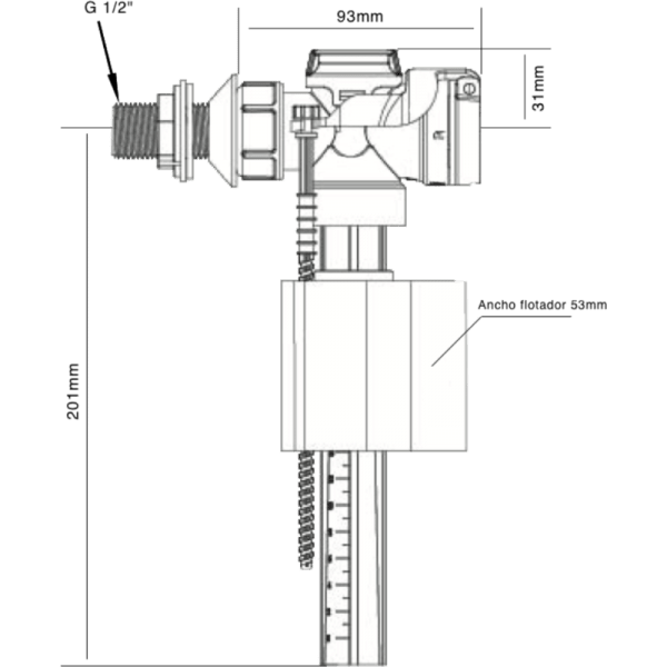 Válvula de Llenado WC Entrada Lateral5