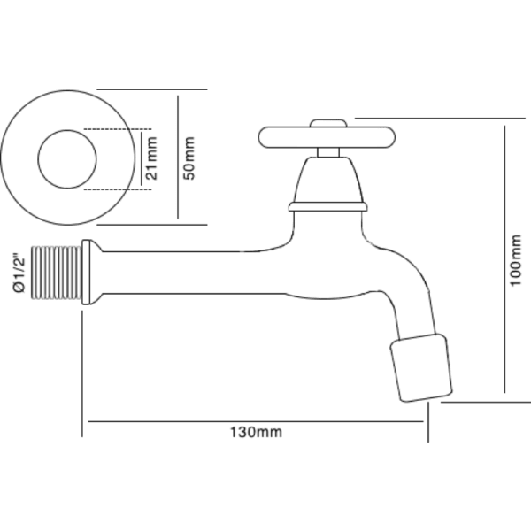 Llave Para Lavadero Cromada Entrada de Rosca 1/2 HE7