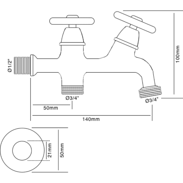 Llave Para Lavadero Cromada Entrada de Rosca 1/2 HE4